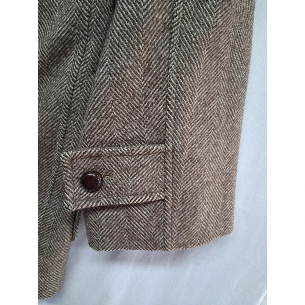 Vintage 50s Pendleton Mens Med Brown Herringbone Wool Jacket Winter Old Money